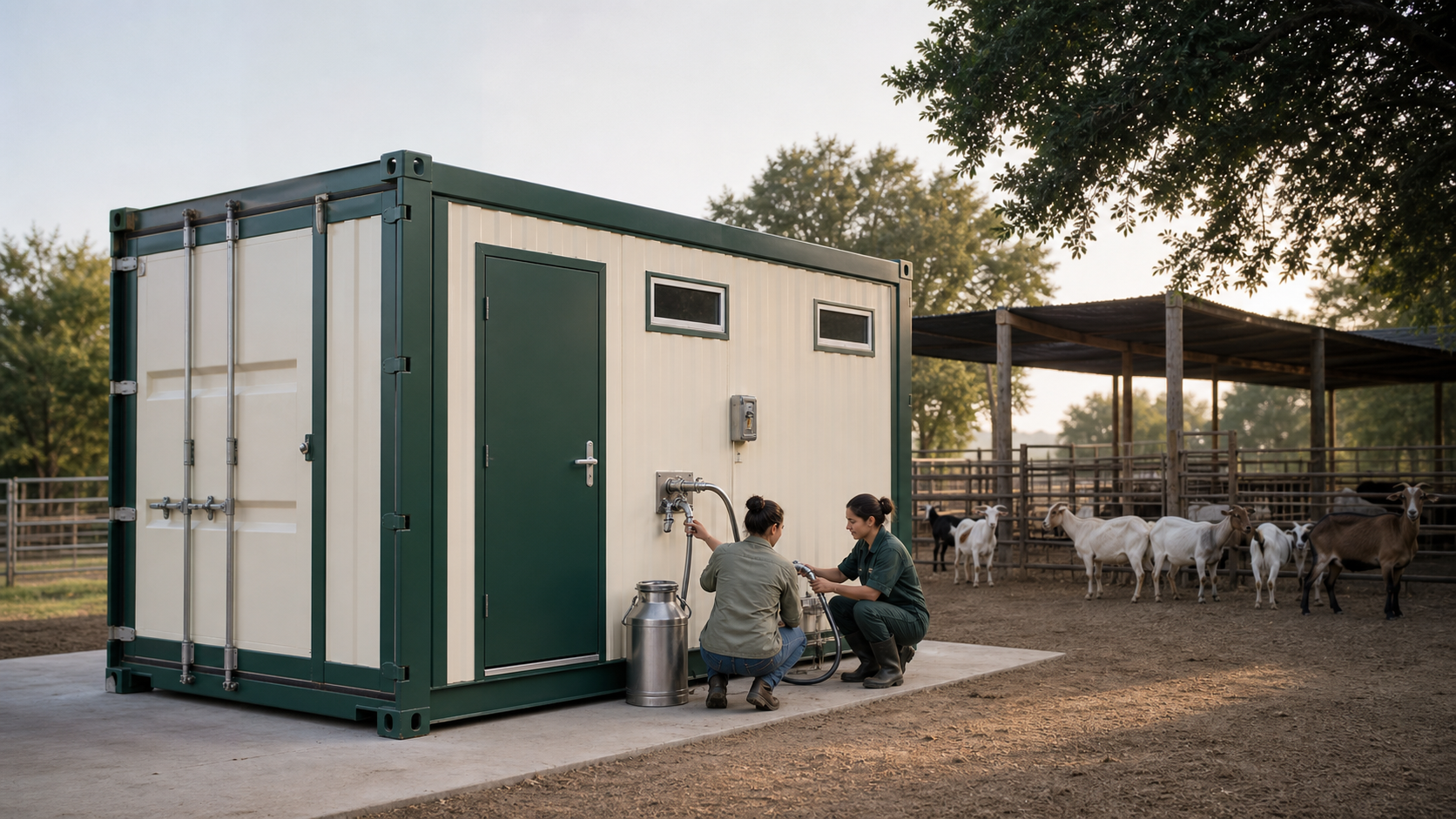 Compact Day One Goat production module with trained operators
